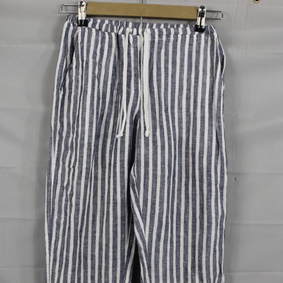 CP Shades Pants Womens XS Linen Striped White Blue Quiet Luxury Old Money Retro - Picture 2 of 11